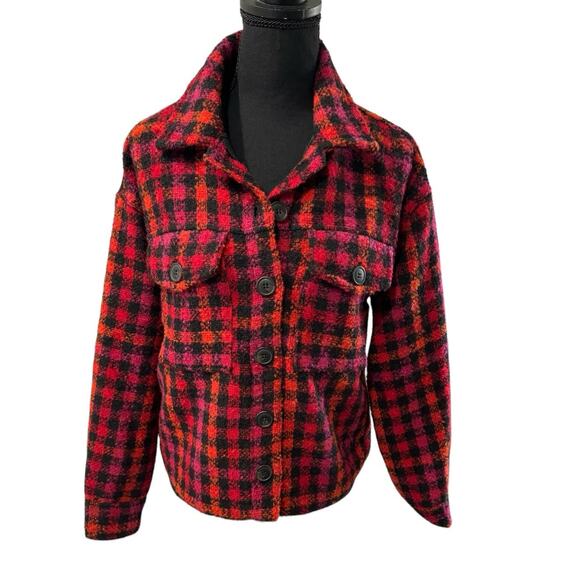 NWT! Sanctuary Woold Blend Red Plaid Shacket - Size XS - Picture 6 of 9